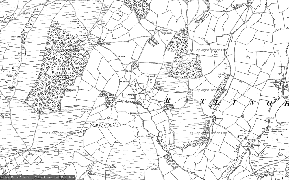 Old Map of Historic Map covering Brook Coppice in 1882