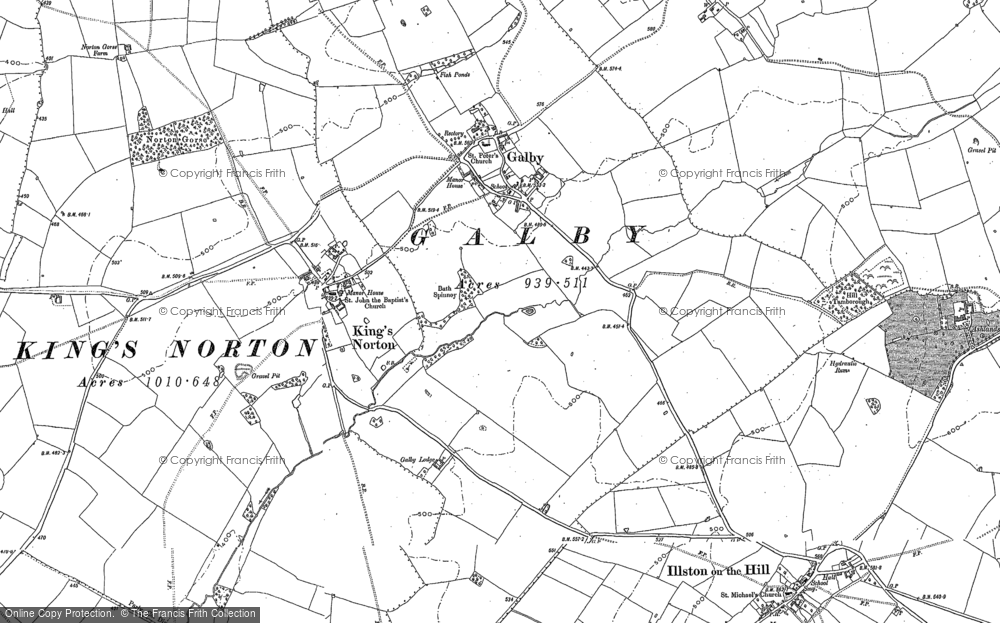 Old Map of Gaulby, 1885 in 1885