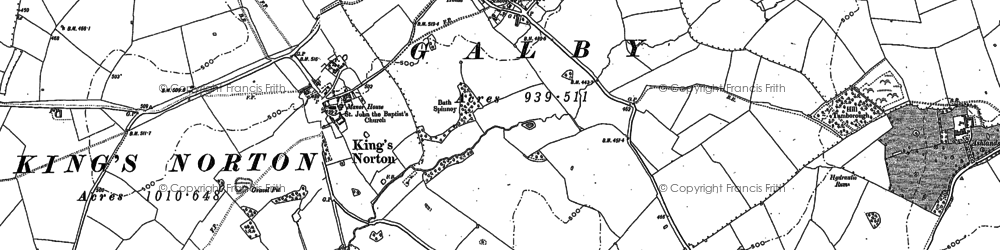 Old map of Gaulby in 1885