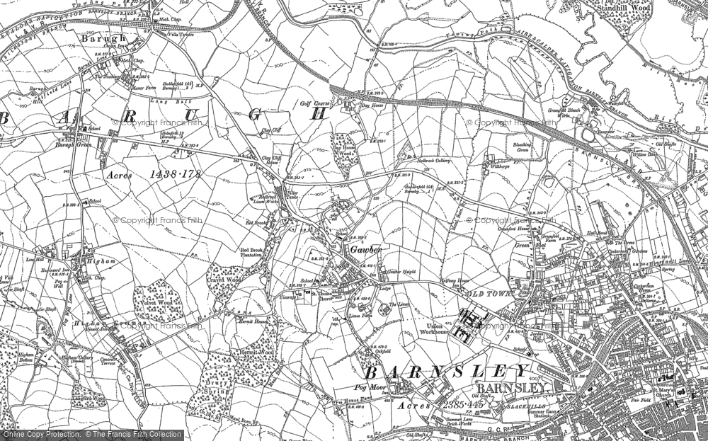 Old Map of Gawber, 1851 - 1891 in 1851