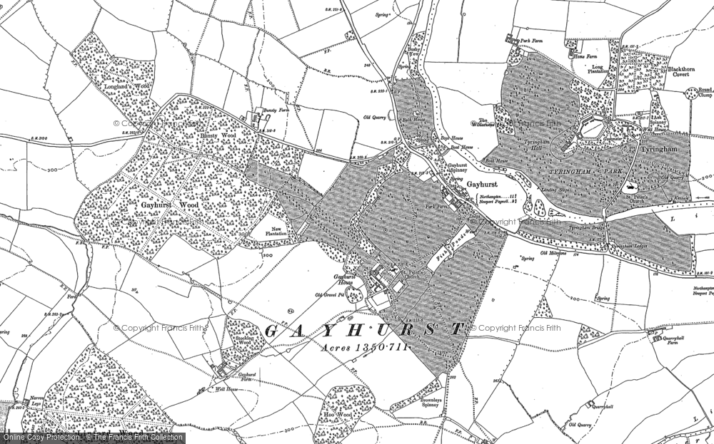 Old Map of Gayhurst, 1899 - 1950 in 1899