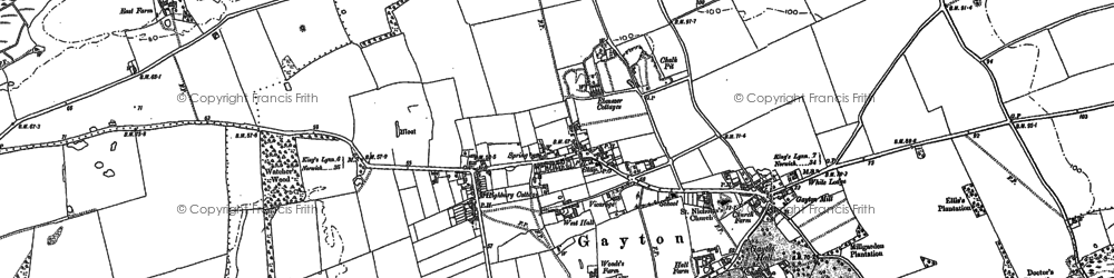 Old map of Gayton in 1884