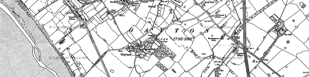 Old map of Gayton in 1898