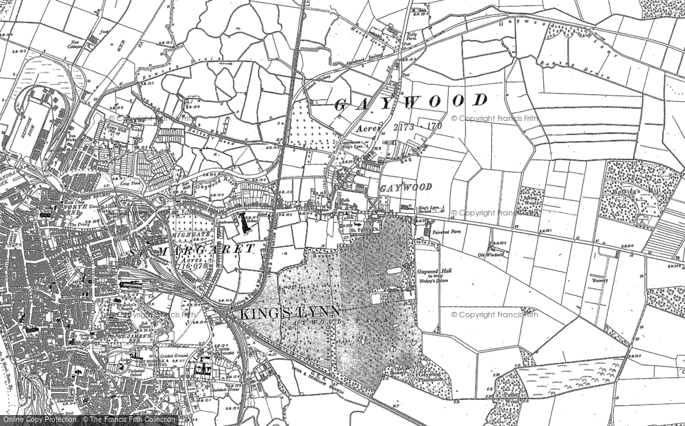 Old Map of Gaywood, 1884 in 1884