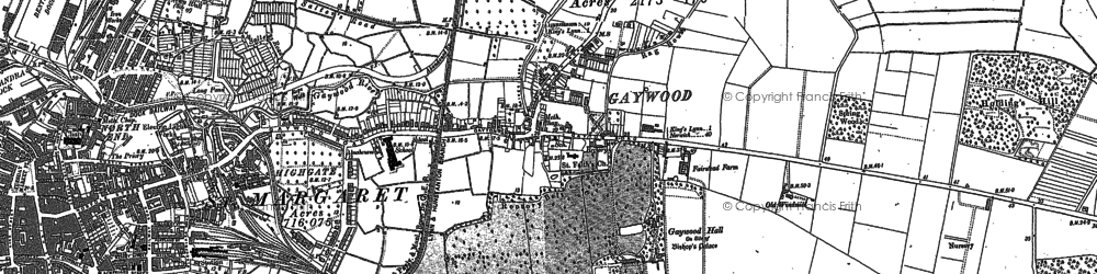 Old map of Gaywood in 1884