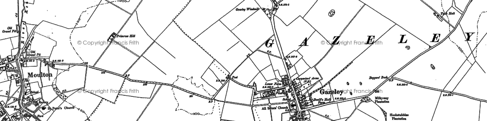Old map of Gazeley in 1883