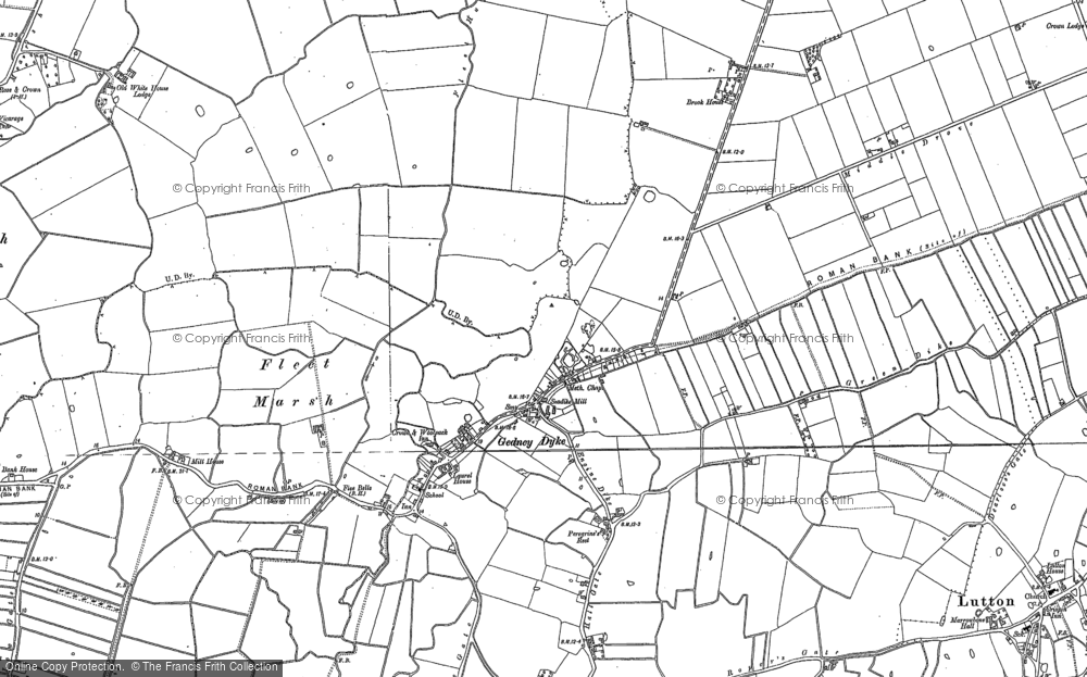 Old Map of Gedney Dyke, 1887 in 1887