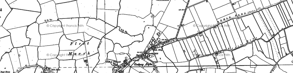 Old map of Gedney Dyke in 1887