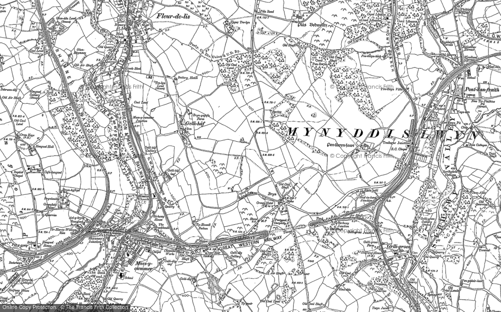 Old Map of Historic Map covering Bryn in 1899