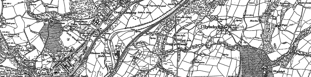 Old map of Gellinudd in 1897