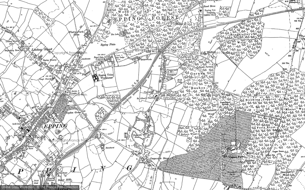 Old Map of Historic Map covering Coopersale Common in 1895