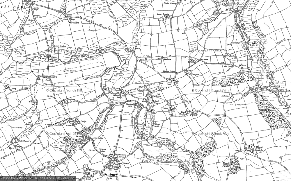 Old Map of Historic Map covering Buttermoor in 1884