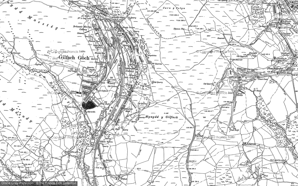 Old Map of Historic Map covering Mynydd Pen-y-graig in 1897