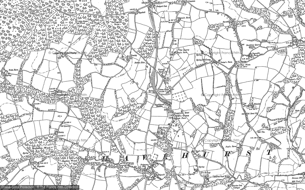 Old Map of Historic Map covering Badger's Oak in 1907