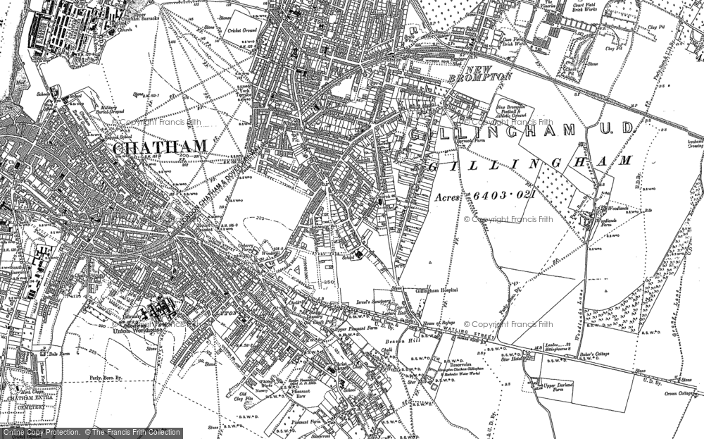 Old Map of Gillingham, 1896 in 1896