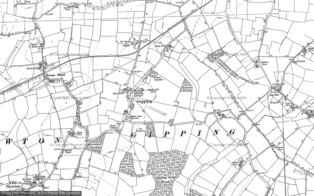 Old Map of Gipping, 1884 in 1884