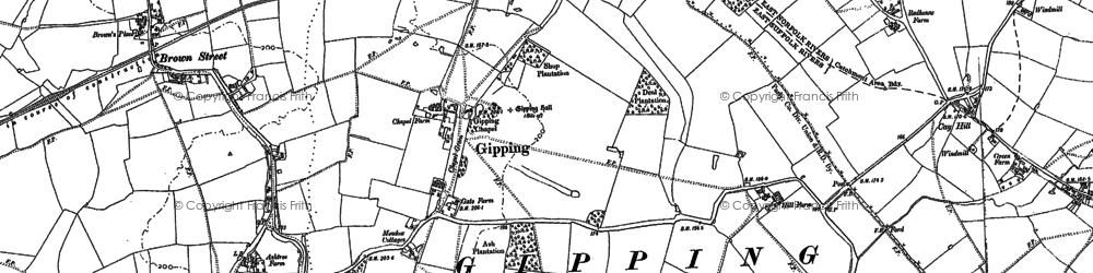 Old map of Gipping in 1884