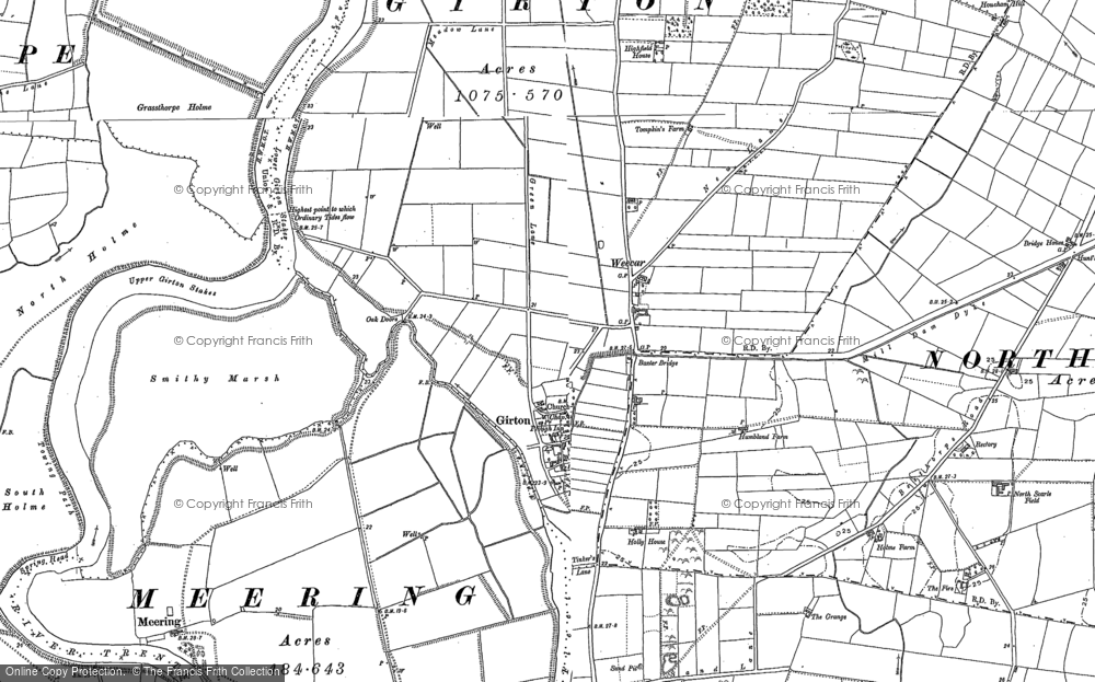 Old Map of Girton, 1884 - 1899 in 1884