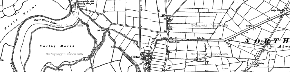 Old map of Girton in 1884