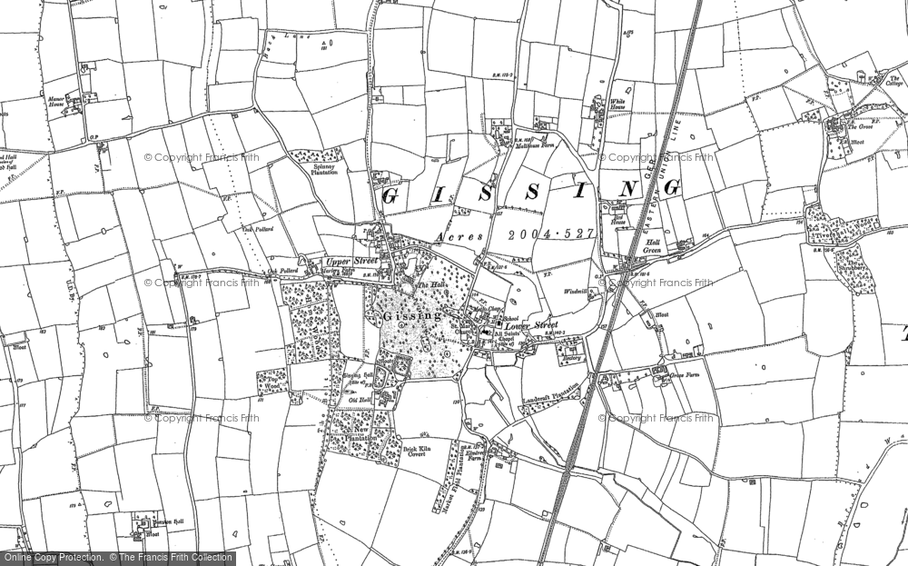 Old Map of Gissing, 1883 in 1883