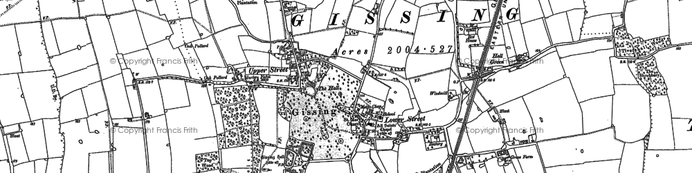 Old map of Gissing in 1883