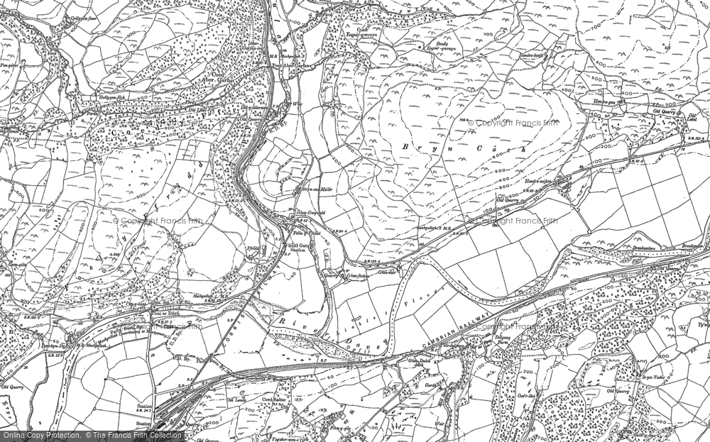 Old Map of Historic Map covering Bron-yr-aur in 1886