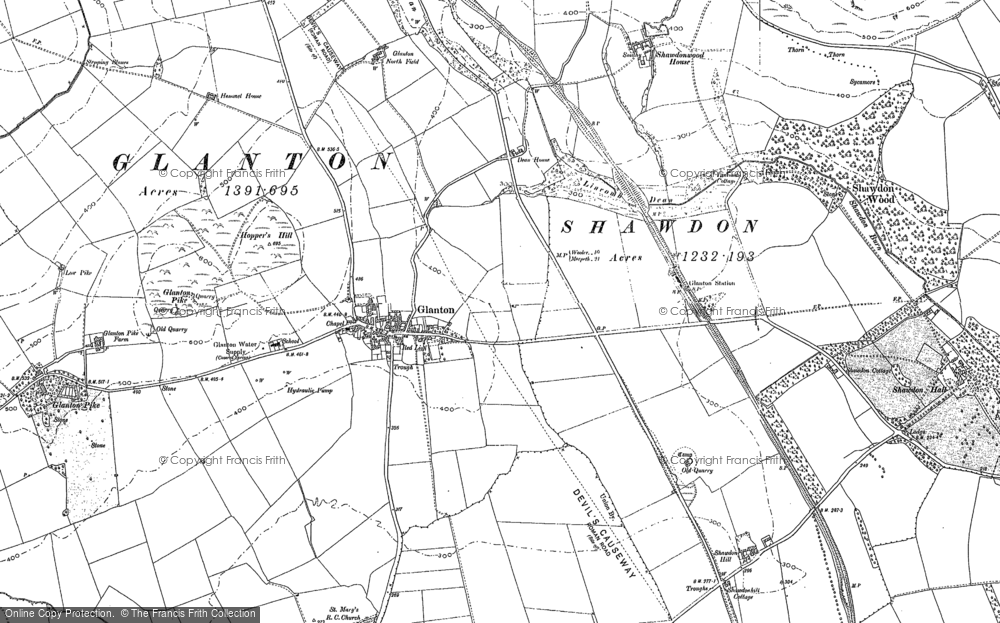 Old Map of Glanton, 1896 in 1896