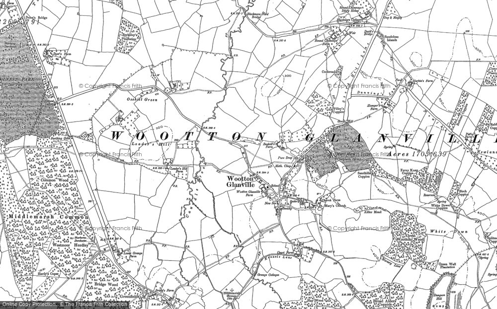Old Map of Glanvilles Wootton, 1886 - 1887 in 1886