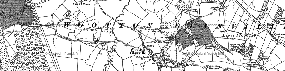 Old map of Glanvilles Wootton in 1886