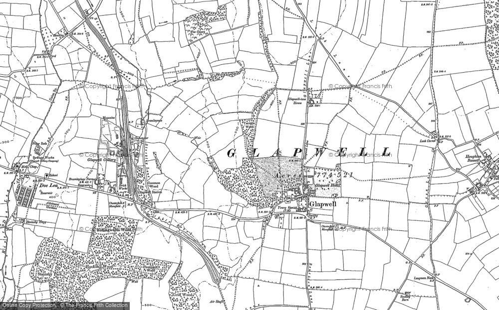 Old Map of Glapwell, 1897 in 1897