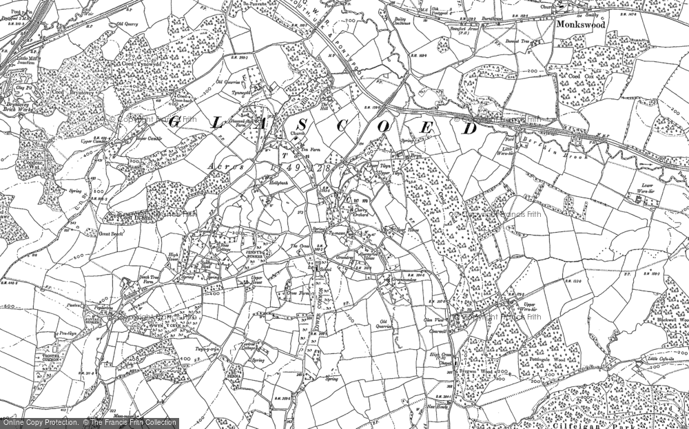 Old Map of Historic Map covering Berthin Brook in 1899