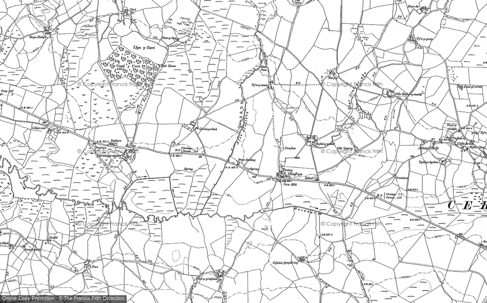 Old Map of Historic Map covering Afon Llaethog in 1899