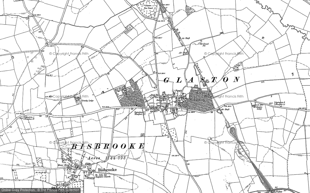 Old Map of Historic Map covering Bisbrooke Hall in 1902