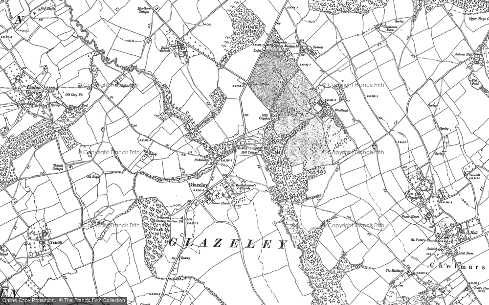 Old Map of Historic Map covering Woodlands in 1882