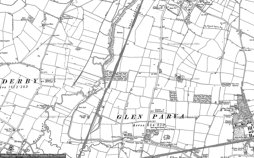 Old Map of Glen Parva, 1885 in 1885