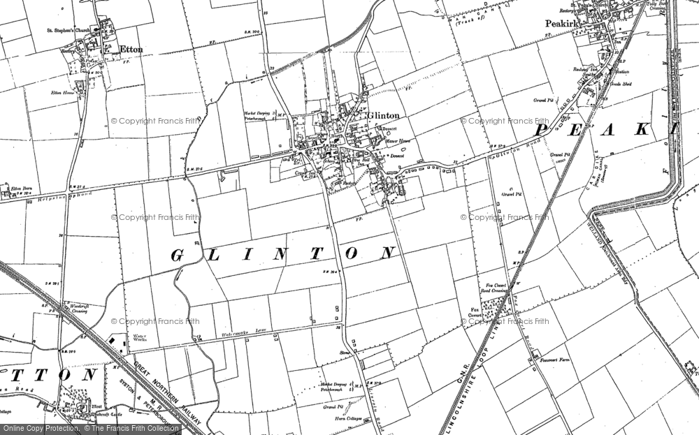 Old Map of Glinton, 1899 in 1899