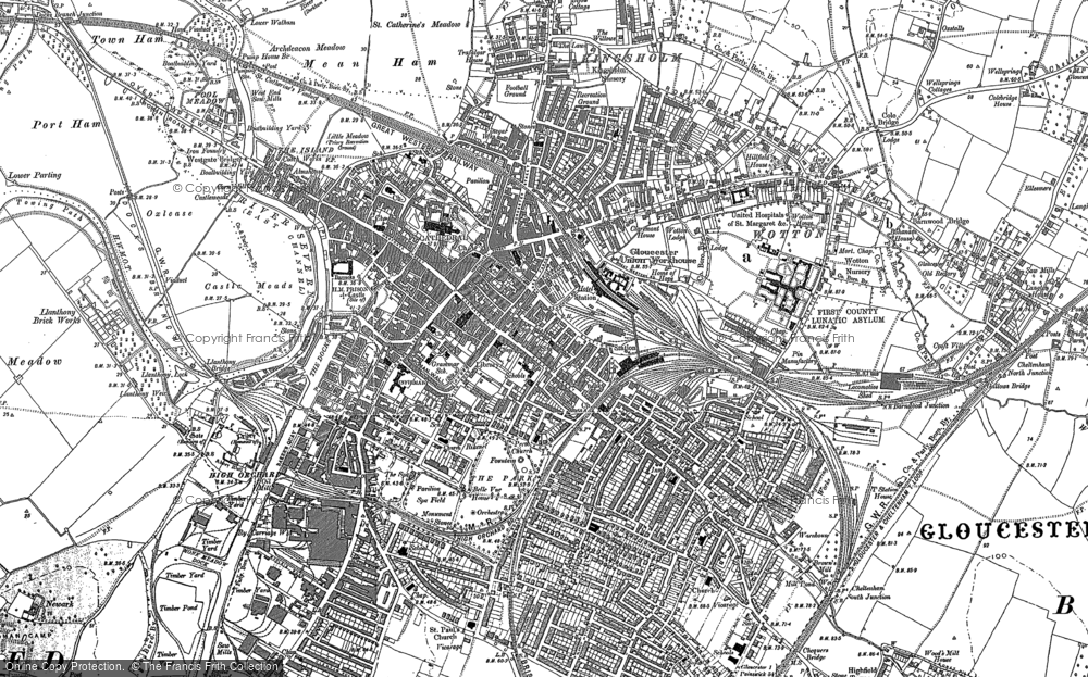 Old Map of Historic Map covering Blackfriars in 1883