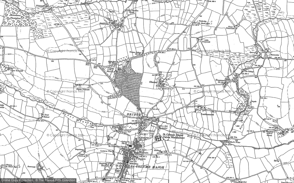 Old Map of Historic Map covering Trewan Hall in 1880