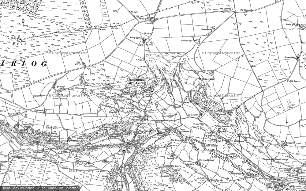 Old Map of Glyn Ceiriog, 1909 - 1910 in 1909