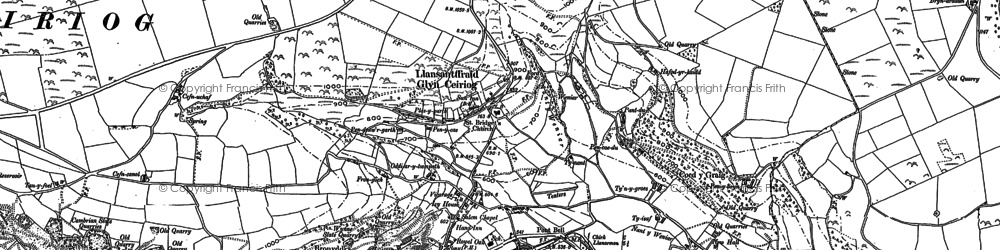 Old map of Glyn Ceiriog in 1909