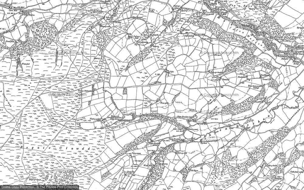 Old Map of Historic Map covering Llwyn-derw in 1885