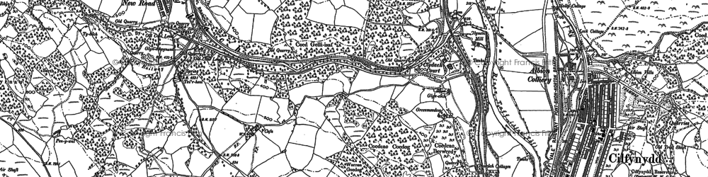 Old map of Glyncoch in 1898