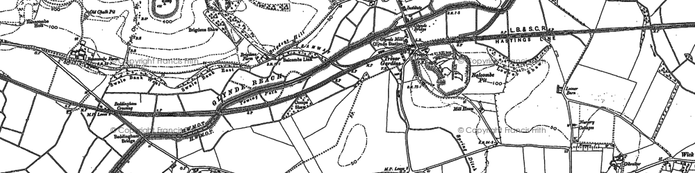 Old map of Glynde in 1898