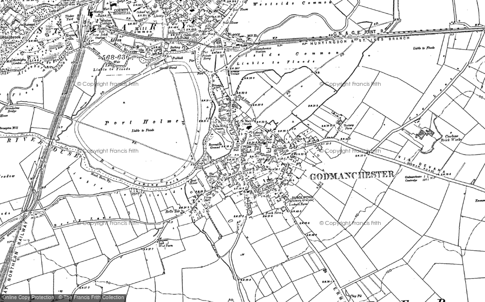 Old Map of Godmanchester, 1885 - 1900 in 1885