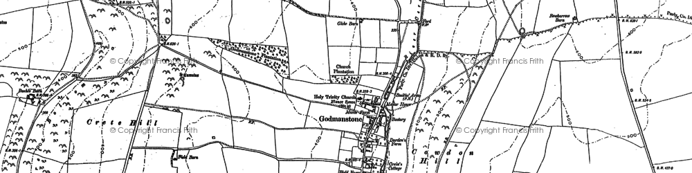 Old map of Godmanstone in 1887