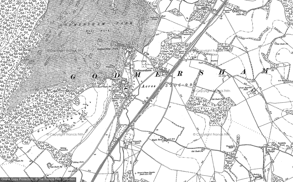 Old Map of Godmersham, 1896 in 1896