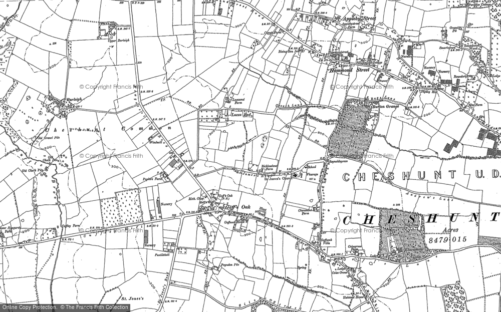 Old Map of Goff's Oak, 1912 in 1912