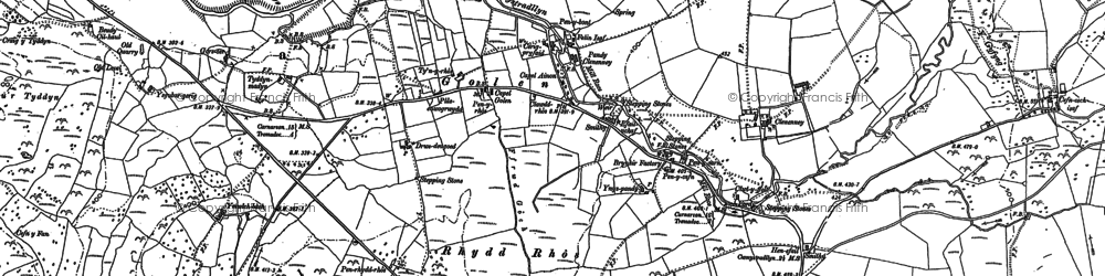 Old map of Ysgubor Gerrig in 1899