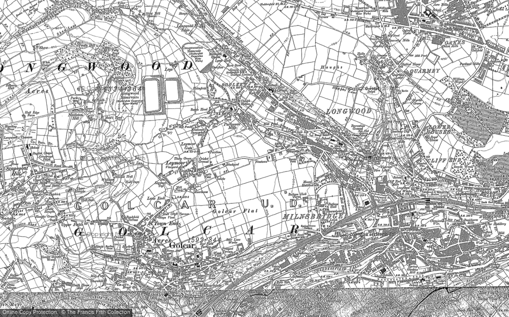 Old Map of Historic Map covering Bolster Moor in 1890