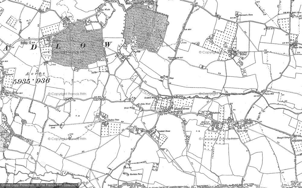 Old Map of Historic Map covering Tithe Ward in 1895